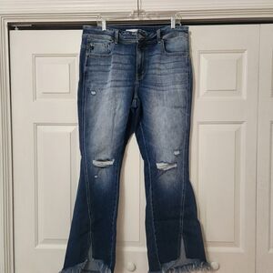 KanCan Blue Distressed Flare Jeans